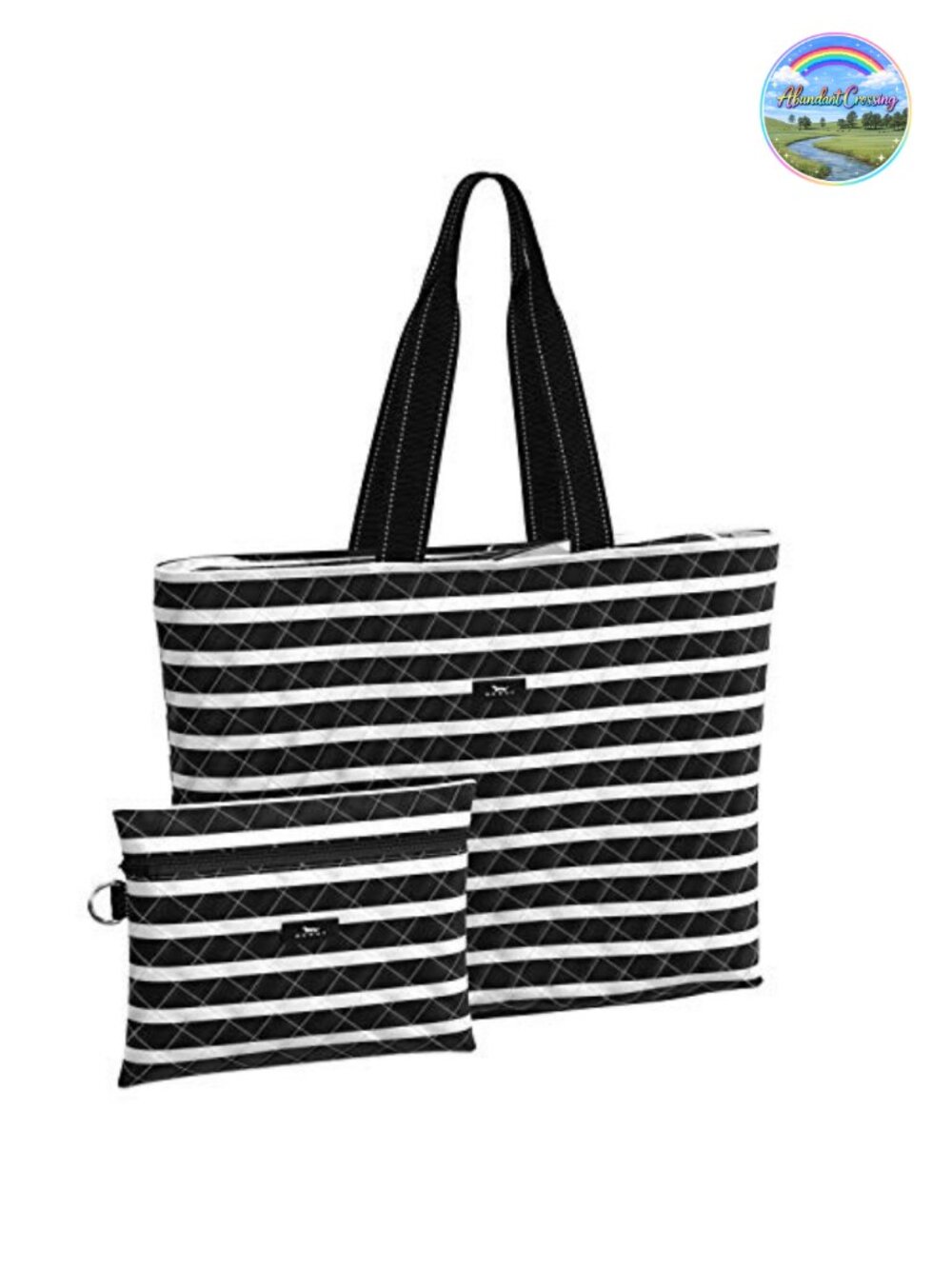 Foldable Quilted Travel Tote Bag with Removable Pouch, 2-in-1